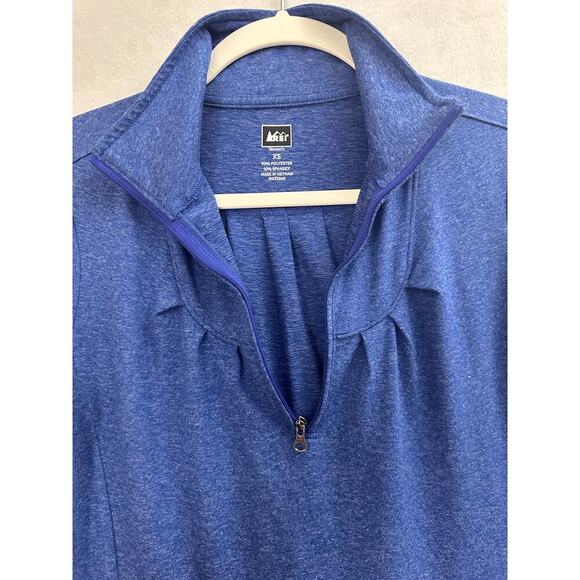 REI Blue 1/4 Zip Drawstring Waist Top XS Athletic Pockets Active - Picture 3 of 8